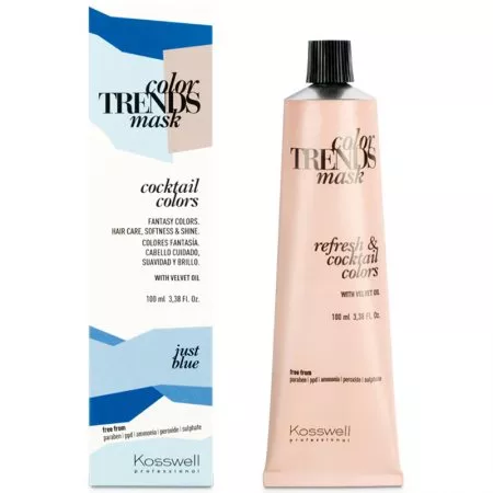 Kosswell Color Trends Mask, kremowa farba do półtrwałej koloryzacji, just blue, 100ml