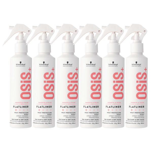Schwarzkopf OSIS+ Flatliner, termoochronne serum prostujące w sprayu, wielopak, 6x200ml