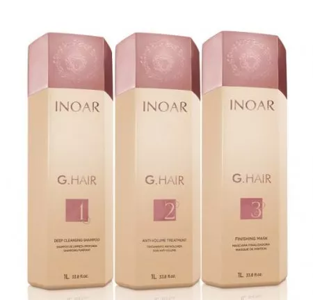 INOAR G-Hair, zestaw do keratynowego prostowania, 3x1000ml