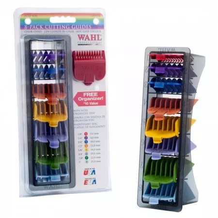 Komplet nakładek dystansowych do maszynek Wahl, kolorowe, 8 szt.