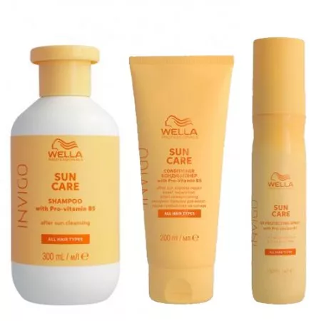Wella INVIGO Sun Care, zestaw chroniący włosy przed słońcem, szampon + odżywka + spray