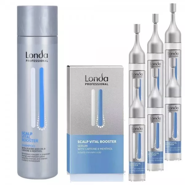 Londa Scalp Vital Booster, zestaw na porost włosów przy problemie wypadania włosów, szampon + serum
