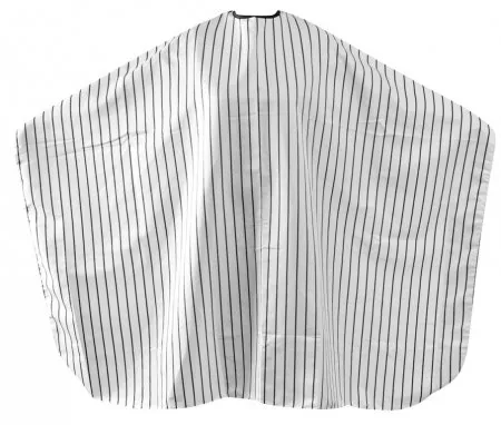 Fox Barber Expert, peleryna fryzjerska no. 2, biała, szerokie czarne pasy