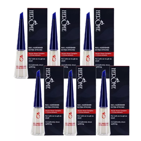 Herome Nail Hardener Extra Strong, odżywka utwardzacz paznokci, zestaw: 6x10ml