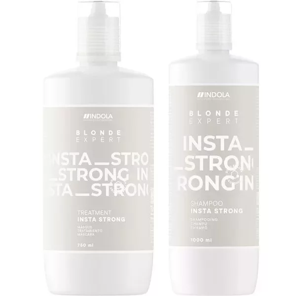 Indola Blonde Expert Insta Strong, zestaw XL do włosów blond, szampon + maska, 1000ml + 750ml