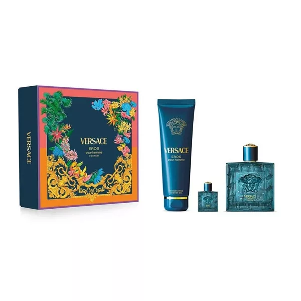 Versace Eros Pour Homme zestaw perfumy spray 100ml + żel pod prysznic 150ml + perfumy 5ml (M)