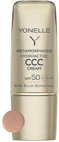 Yonelle Metamorphosis, hydroaktywny krem koloryzujący CCC, SPF 50, 3 Gold Tan, 30ml