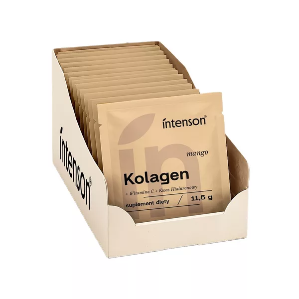 Intenson Kolagen + Witamina C + Kwas Hialuronowy suplement diety Mango 20x11.5g