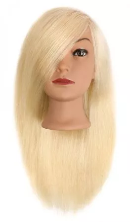 Efalock, główka fryzjerska, treningowa Ella, włosy ludzkie jasny blond, 50cm