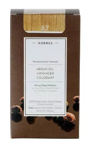 Korres Argan Oil, trwała farba do włosów, 8.7, 50ml