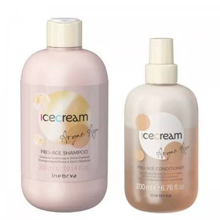 Inebrya Ice Cream Argan Age Pro-Age, zestaw do włosów matowych, szampon + odżywka