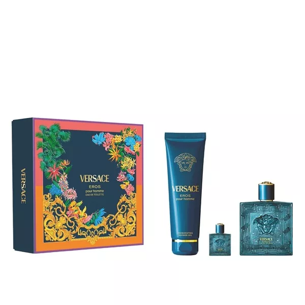 Versace Eros Pour Homme zestaw woda toaletowa spray 100ml + żel pod prysznic 150ml + miniatura wody toaletowej spray 5ml (M)