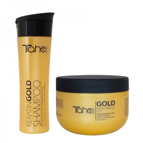 Tahe Botanic Gold Finishing, zestaw regenerujący do włosów zniszczonych, szampon + maska
