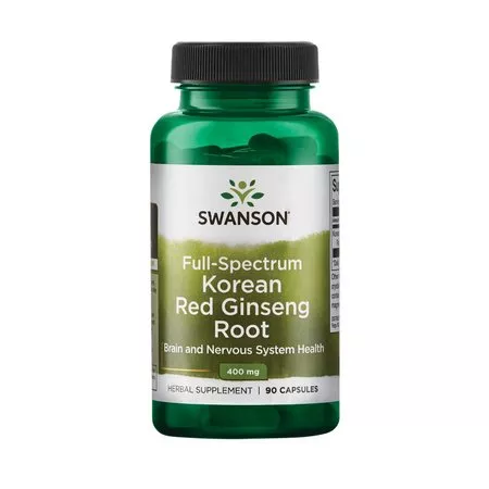 Swanson Full Spectrum Korean Red Ginseng Root, korzeń czerwonego żeńszenia koreańskiego, 400mg, 90kaps, ref.SW1136