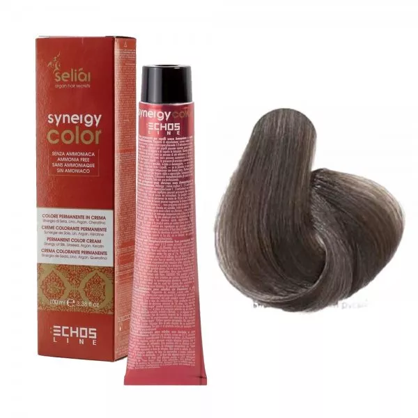 Echosline Seliar Synergy Color, farba do włosów bez amoniaku, 7.01 Blonde Natural Ash, 100ml