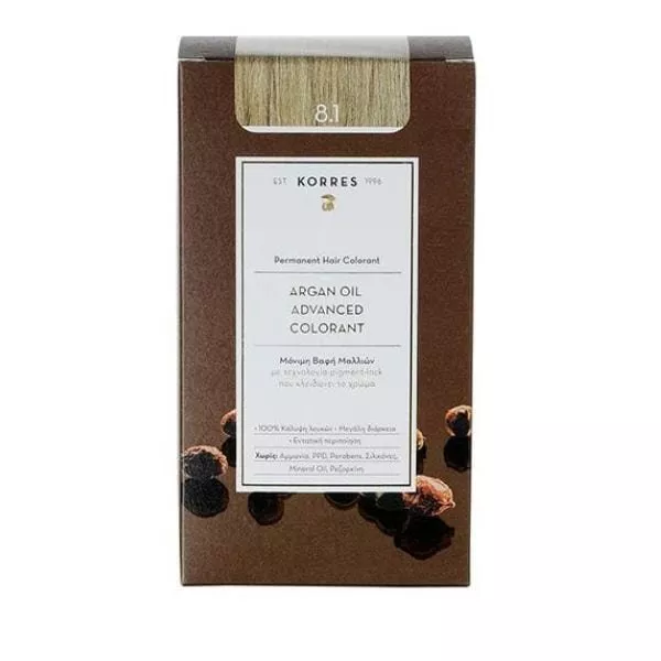 Korres Argan Oil, trwała farba do włosów, 8.1, 50ml