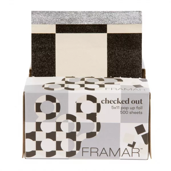 Framar 5x11 Pop-Ups, folia fryzjerska aluminiowa w paskach, Checked Out, 500szt.