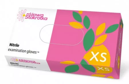 Doman, rękawiczki nitrylowe, różowa stokrotka, rozmiar XS, 100 sztuk