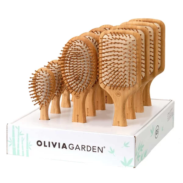 Olivia Garden Bamboo Touch, zestaw szczotek do masażu skóry głowy, display 12 szt.