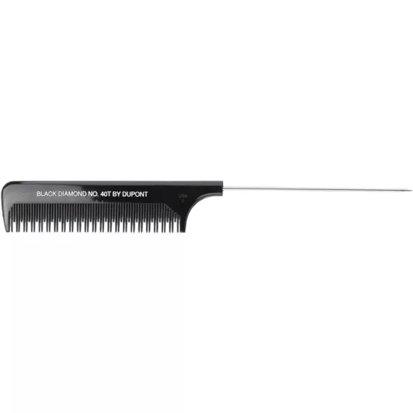 Efalock Black Diamond, grzebień do tapirowania z metalowym szpikulcem, #40T, ref. 14101273