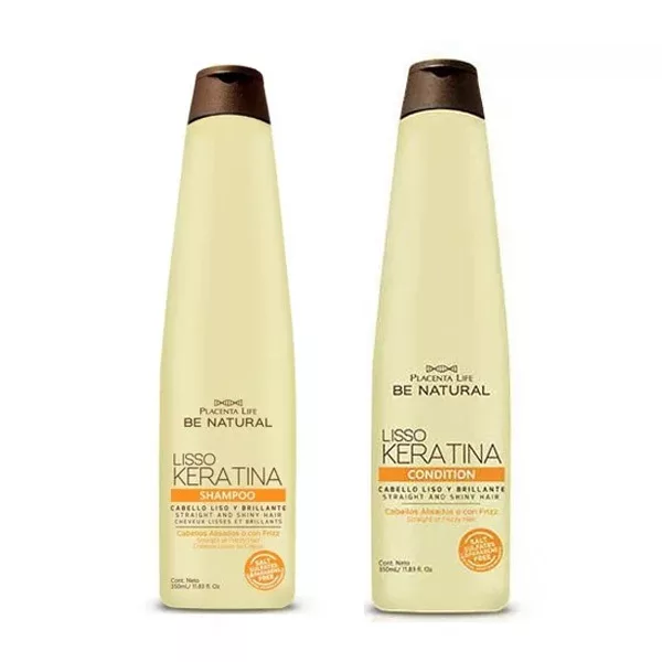 Placenta Life Lisso Keratina, zestaw do pielęgnacji włosów po keratynowym prostowaniu, szampon + odżywka, 2x350ml