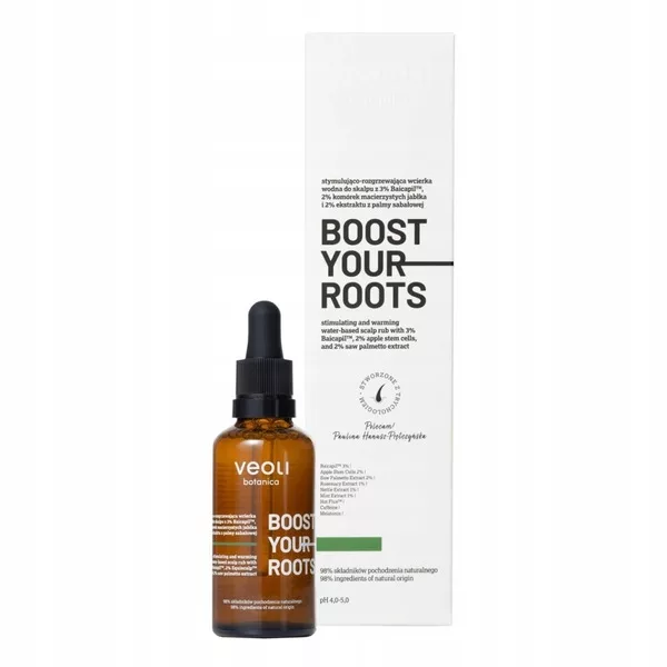 Veoli Botanica Boost Your Roots, stymulująco-rozgrzewająca wcierka wodna do skalpu, 50ml