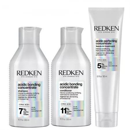 Redken Acidic Bonding Concentrate, zestaw wzmacniający do włosów zniszczonych, 2x300ml+150ml