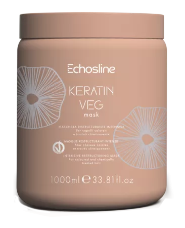 Echosline Keratin Veg, maska do odbudowy włosów, 1000ml