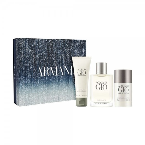 Giorgio Armani Acqua di Gio zestaw woda toaletowa spray 100ml + żel pod prysznic 75ml + dezodorant sztyft 75g (M)