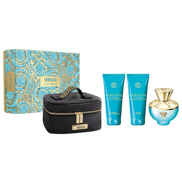 Versace Dylan Turquoise Pour Femme zestaw woda toaletowa spray 100ml + żel pod prysznic 100ml + żel do ciała 100ml + kosmetyczka (W)