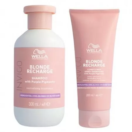 Wella INVIGO Blonde Recharge, zestaw do włosów blond, szampon + odżywka