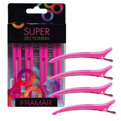 Framar Super Sectioner, klipsy do włosów, różowe, 4szt.