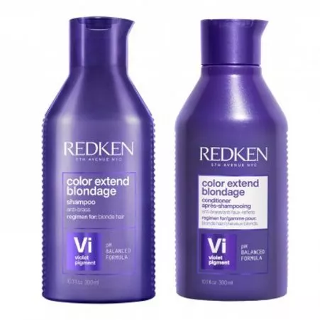 Redken Color Extend Blondage, zestaw ochładzający włosy blond i jasny brąz, szampon + odżywka, 2x300ml