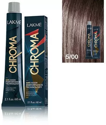 Lakme Chroma, farba do włosów o łagodnej formule, 5/00, 60ml