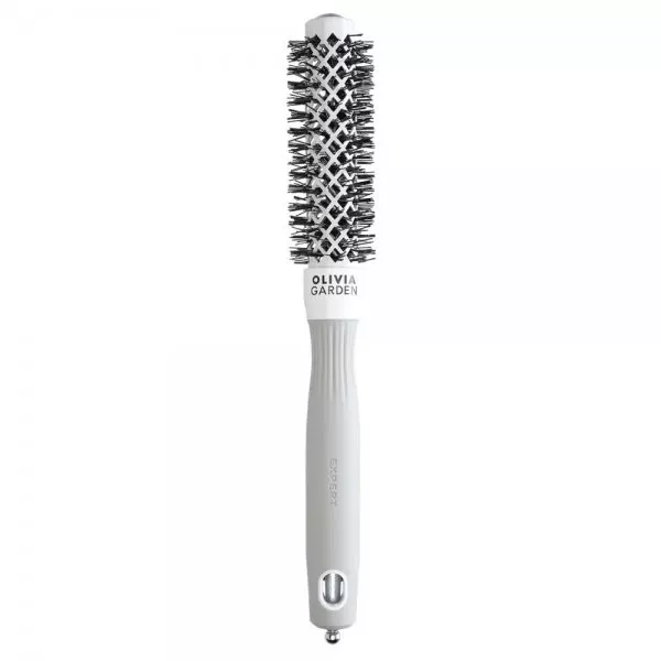 Olivia Garden Expert Blowout Vent, szczotka do suszenia włosów, Boar&Nylon White&Grey 20mm