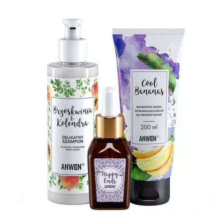 Anwen, zestaw do pielegnacji włosów blond, szampon + maska + serum