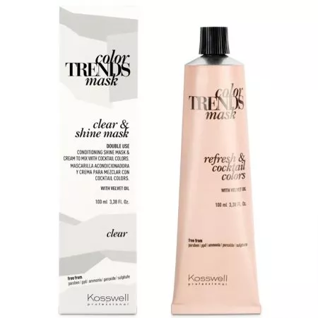 Kosswell Color Trends Mask, kremowa farba do półtrwałej koloryzacji, clear shine&mask, 100ml