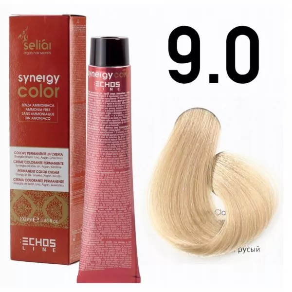 Echosline Seliar Synergy Color, farba do włosów bez amoniaku, 9.0 Very Light Blonde, 100ml