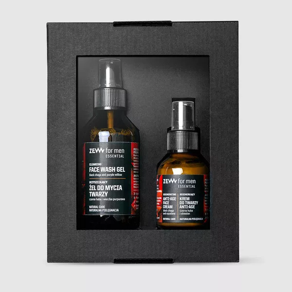 ZEW For Men Essential Regenerujący, zestaw prezentowy dla mężczyzn do skóry tłustej, krem + żel do mycia