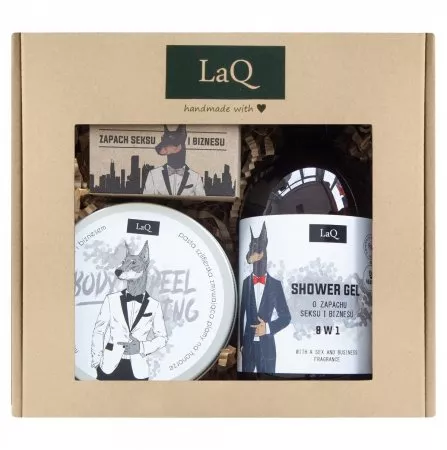 LaQ, Zestaw: Doberman - żel pod prysznic, peeling i mydło w kostce