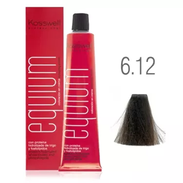 Kosswell Equium 6.12, Profesjonalna farba do włosów, ciemny popielaty blond opalizujący, 60ml