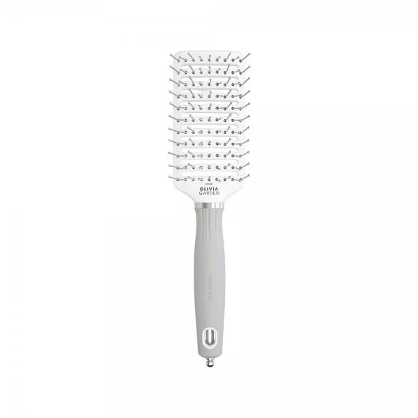 Olivia Garden Expert Care Vent, szczotka do suszenia i rozczesywania włosów, Nylon Bristles White&Grey M