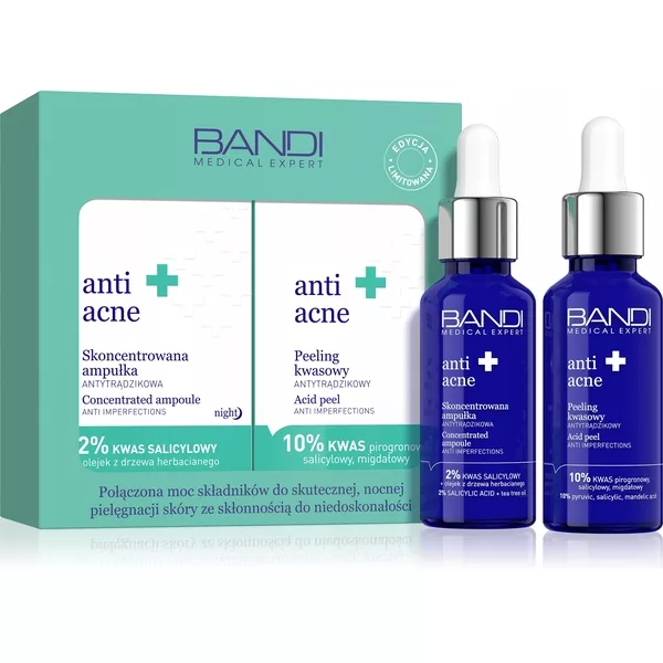 Bandi Medical Expert anti acne, zestaw antytrądzikowy do twarzy, 2x30ml