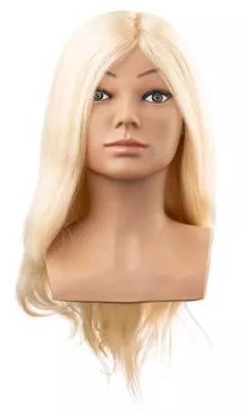 Efalock, główka fryzjerska, treningowa Marla, włosy ludzkie, jasny blond, 40cm
