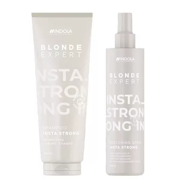 Indola Blonde Expert Insta Strong, zestaw pielęgnujący do włosów blond, szampon 250ml + odżywka 300ml