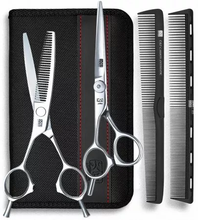Zestaw Leworęczny Kasho, nożyczki 6.0" + degażówki + grzebienie do strzyżenia + etui
