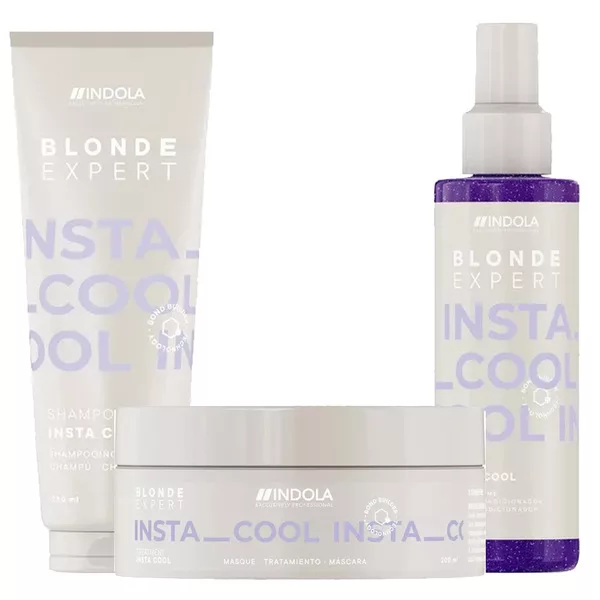 Indola Blonde Expert Insta Cool, zestaw neutralizujący do chłodnych odcieni, szampon 250ml + odżywka 150ml +maska 200ml