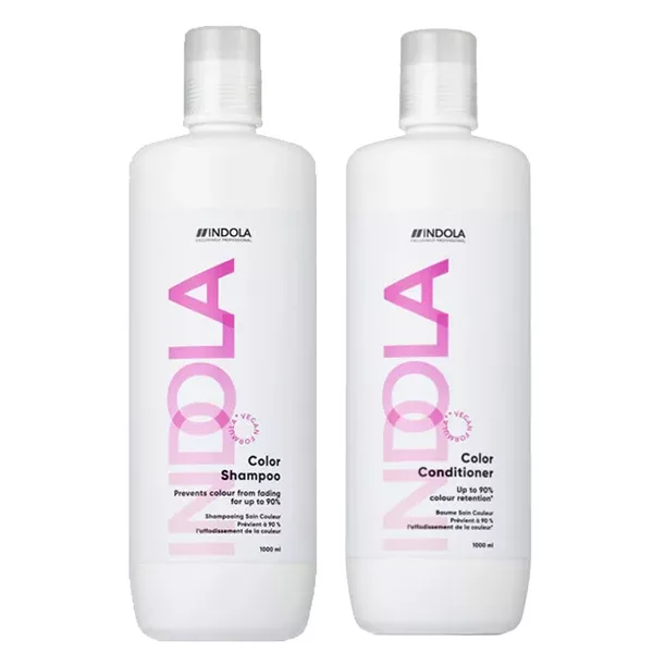 Indola Color, zestaw XL do włosów farbowanych, szampon + odżywka, 2x1000ml