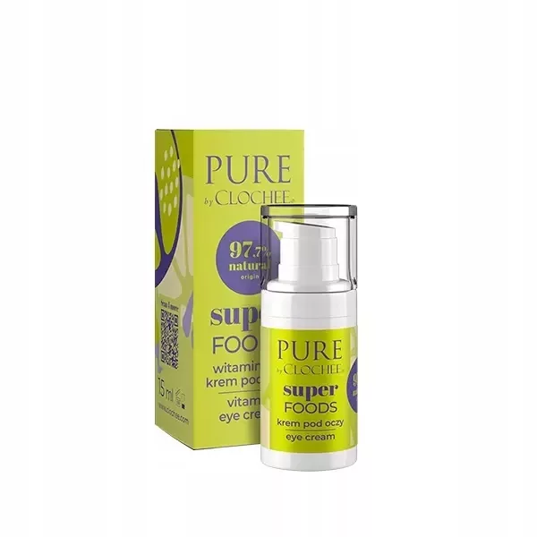 Clochee Pure Superfoods, witaminowy krem pod oczy, 15ml