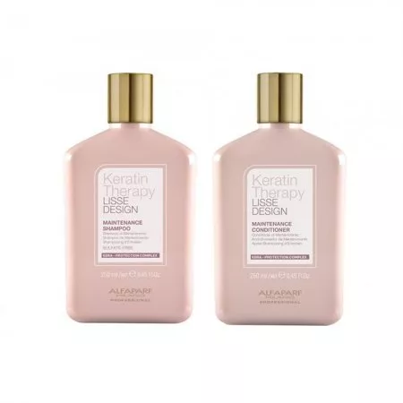 Alfaparf Milano Keratin Therapy Lisse Design, zestaw do włosów po keratynowych prostowaniu włosów, szampon + odżywka